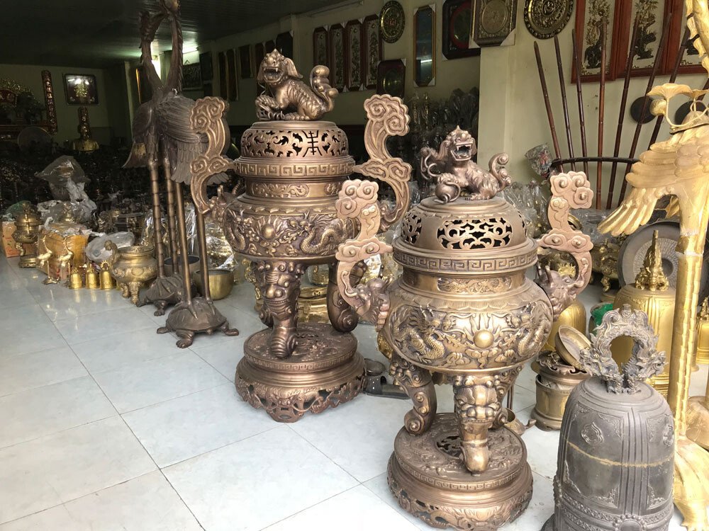 nơi sản xuất hạc đồng đồ thờ cúng ý yên nam định